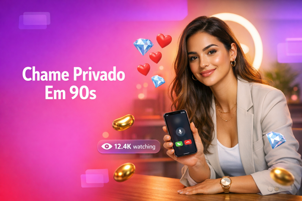 Criadora brasileira em home studio com elementos de live e a Estratégia de chamadas aleatórias Chamet para converter para chamadas privadas, no estilo chamet hostess.