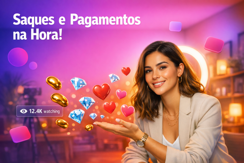 Criadora brasileira em home studio celebra ganhos e mostra elementos de saque e visualizações ao vivo, explicando quanto tempo leva para receber o primeiro saque na chamet hostess.